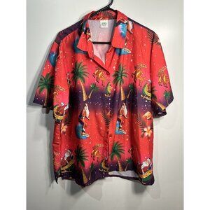 happy bay womens christmas button up short sleeve shirt size XL extra large
